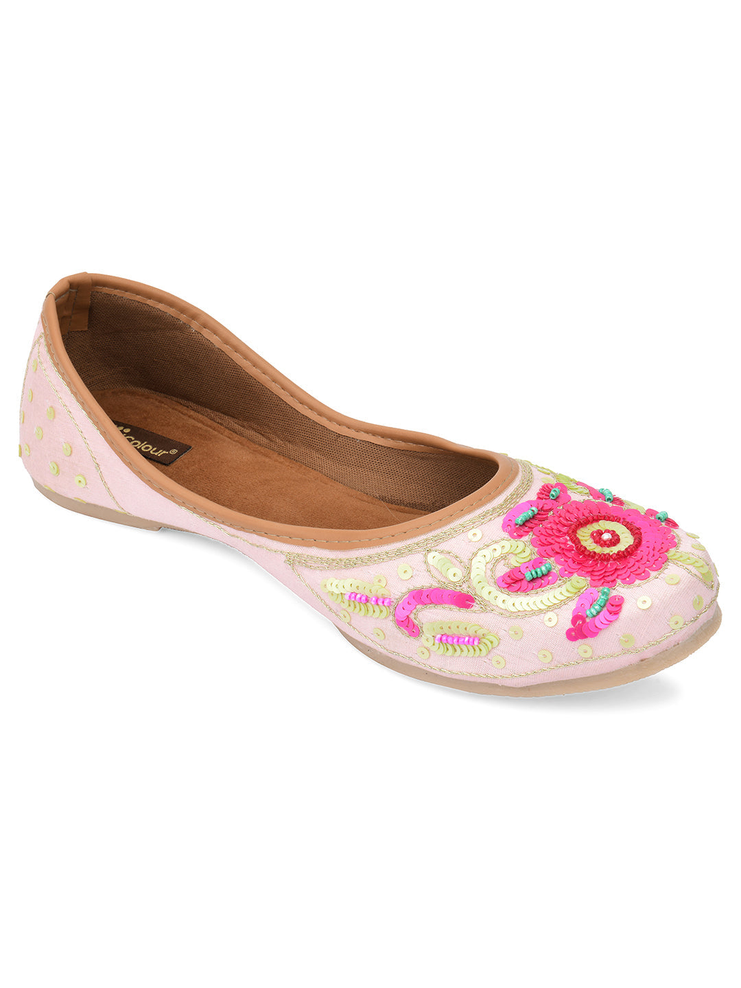 Desi Colour Women Indian Ethnic Footwear-Pink Multi | Grocsy