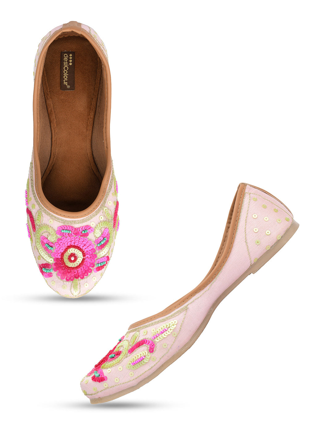 Desi Colour Women Indian Ethnic Footwear-Pink Multi | Grocsy