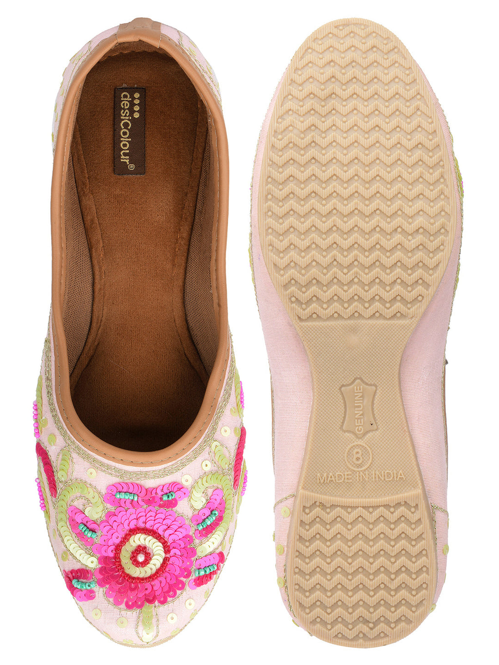 Desi Colour Women Indian Ethnic Footwear-Pink Multi | Grocsy