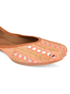 Desi Colour Women Indian Ethnic Footwear-Peach Embroidery | Grocsy