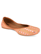 Desi Colour Women Indian Ethnic Footwear-Peach Embroidery | Grocsy