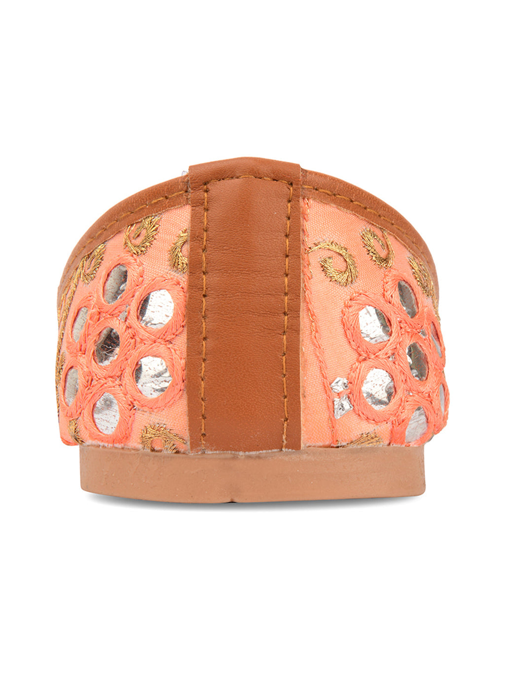 Desi Colour Women Indian Ethnic Footwear-Peach Embroidery | Grocsy