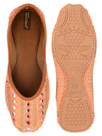 Desi Colour Women Indian Ethnic Footwear-Peach Embroidery | Grocsy