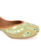Desi Colour Women Indian Ethnic Footwear-Sea Green Embroidery | Grocsy