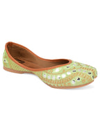 Desi Colour Women Indian Ethnic Footwear-Sea Green Embroidery | Grocsy