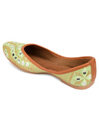 Desi Colour Women Indian Ethnic Footwear-Sea Green Embroidery | Grocsy