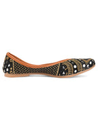 Desi Colour Women Indian Ethnic Footwear-Mini Dabka-Black Mirror | Grocsy