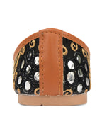 Desi Colour Women Indian Ethnic Footwear-Mini Dabka-Black Mirror | Grocsy
