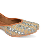 Desi Colour Women Indian Ethnic Footwear-Mini Dabka-Grey Mirror Lines | Grocsy