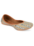 Desi Colour Women Indian Ethnic Footwear-Mini Dabka-Grey Mirror Lines | Grocsy