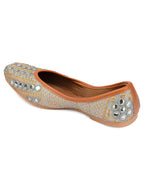 Desi Colour Women Indian Ethnic Footwear-Mini Dabka-Grey Mirror Lines | Grocsy