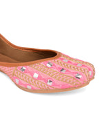 Desi Colour Women Indian Ethnic Footwear-Mini Dabka-Pink Mirror Lines | Grocsy