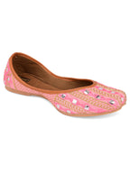 Desi Colour Women Indian Ethnic Footwear-Mini Dabka-Pink Mirror Lines | Grocsy