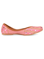 Desi Colour Women Indian Ethnic Footwear-Mini Dabka-Pink Mirror Lines | Grocsy