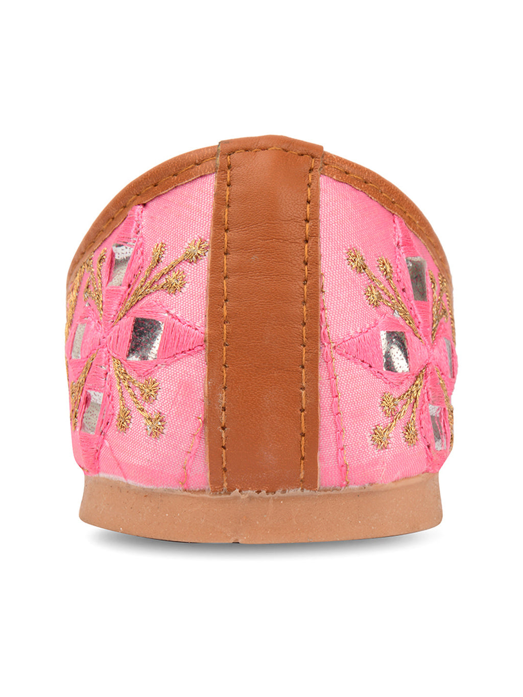 Desi Colour Women Indian Ethnic Footwear-Mini Dabka-Pink Mirror Lines | Grocsy