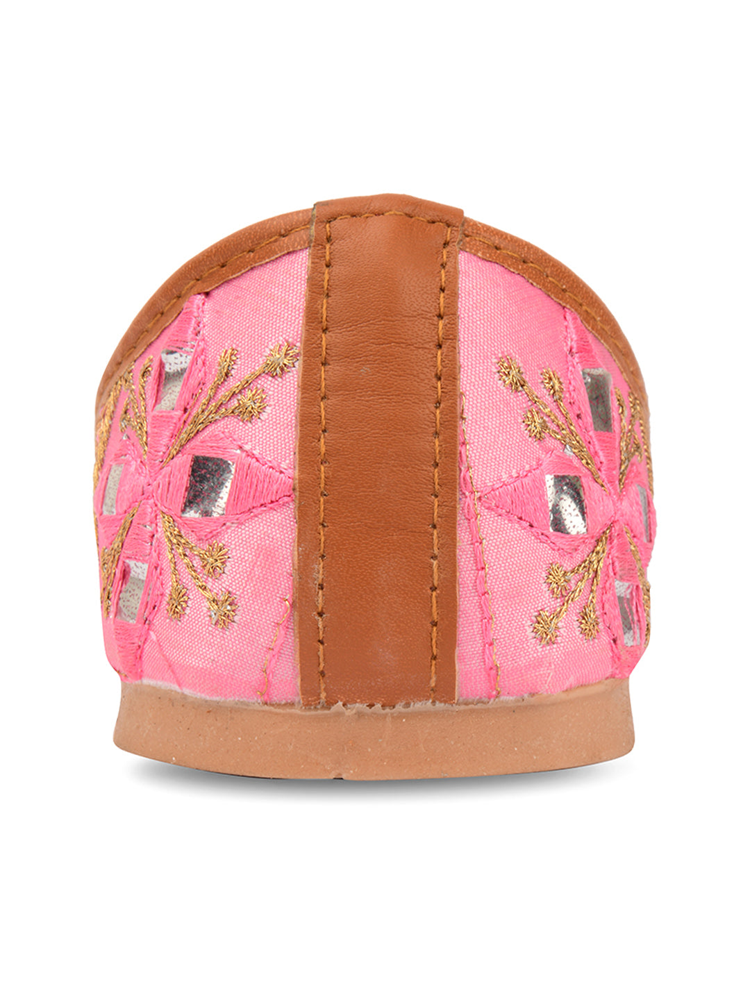 Desi Colour Women Indian Ethnic Footwear-Mini Dabka-Pink Mirror Lines | Grocsy