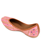 Desi Colour Women Indian Ethnic Footwear-Mini Dabka-Pink Mirror Lines | Grocsy