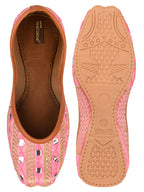 Desi Colour Women Indian Ethnic Footwear-Mini Dabka-Pink Mirror Lines | Grocsy