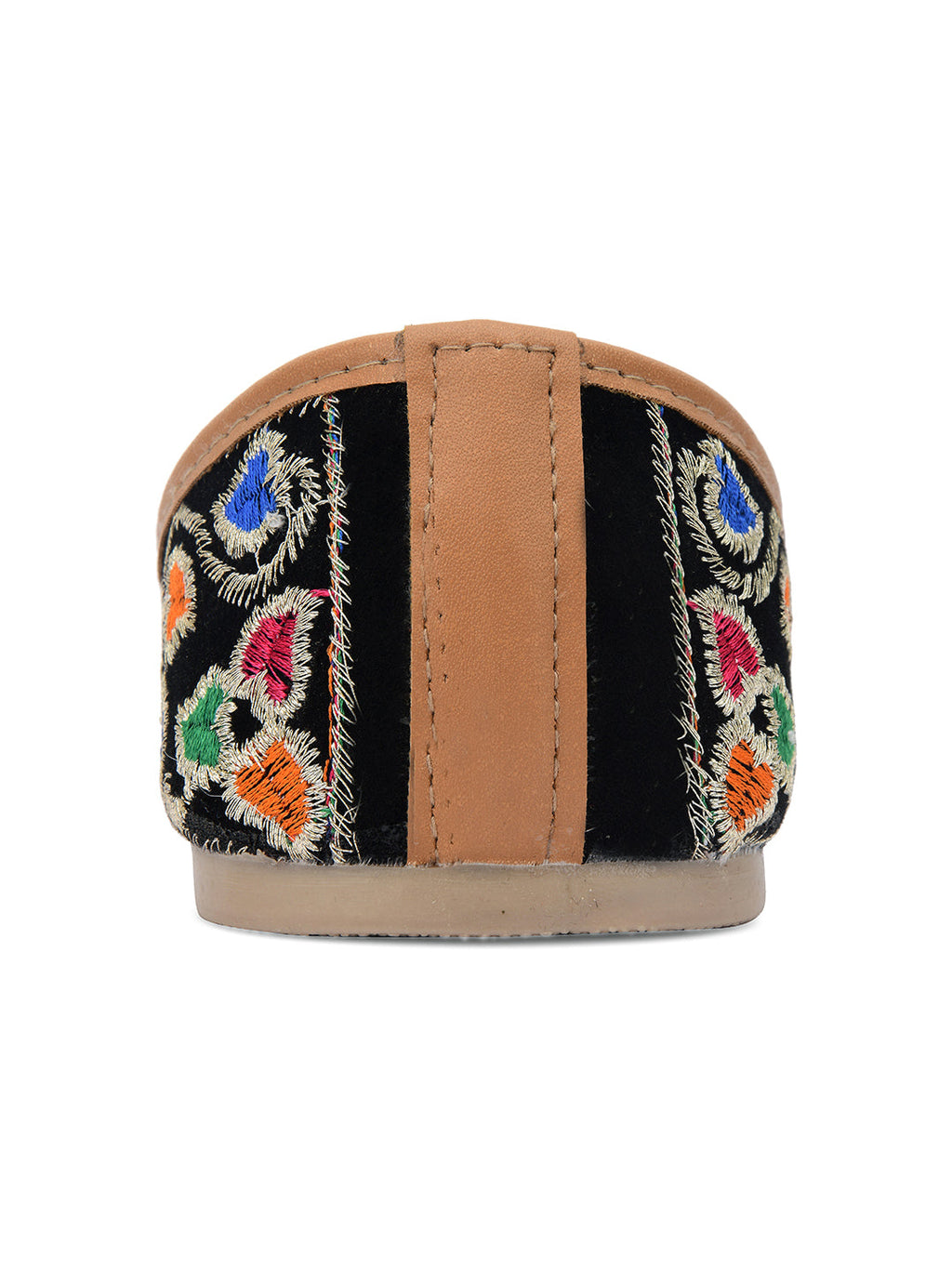Desi Colour Women Indian Ethnic Footwear-Black Multi Floral | Grocsy