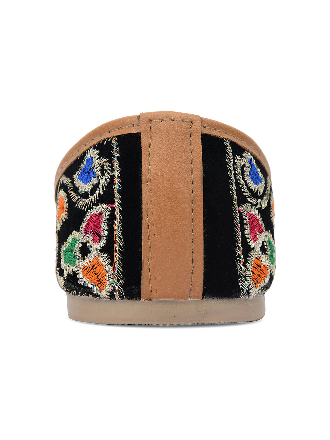 Desi Colour Women Indian Ethnic Footwear-Black Multi Floral | Grocsy