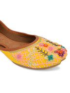 Desi Colour Women Indian Ethnic Footwear-Yellow Emb | Grocsy