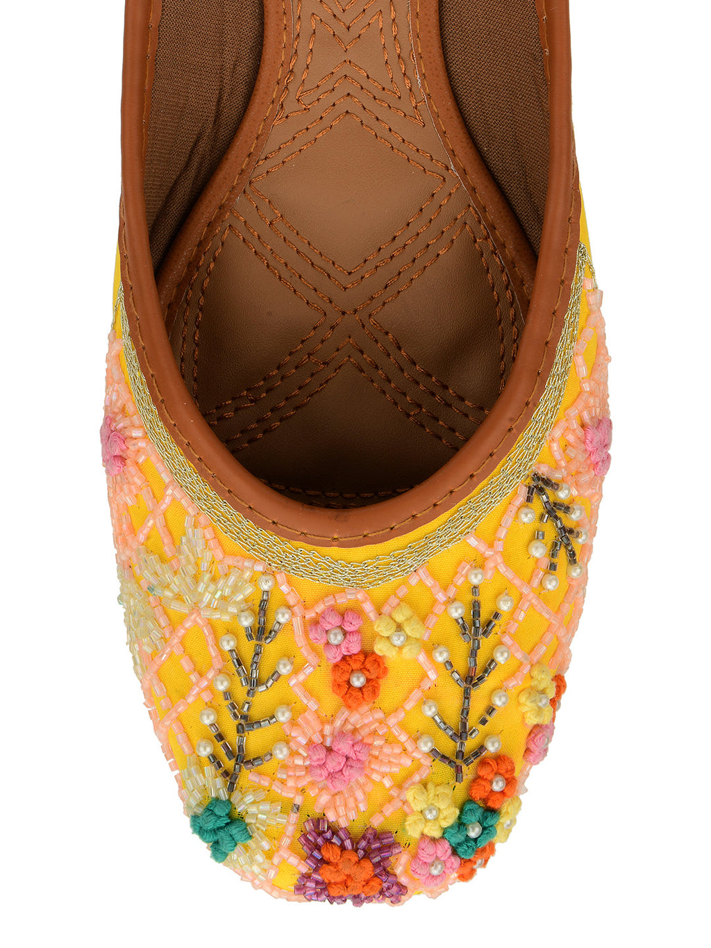 Desi Colour Women Indian Ethnic Footwear-Yellow Emb | Grocsy
