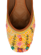 Desi Colour Women Indian Ethnic Footwear-Yellow Emb | Grocsy