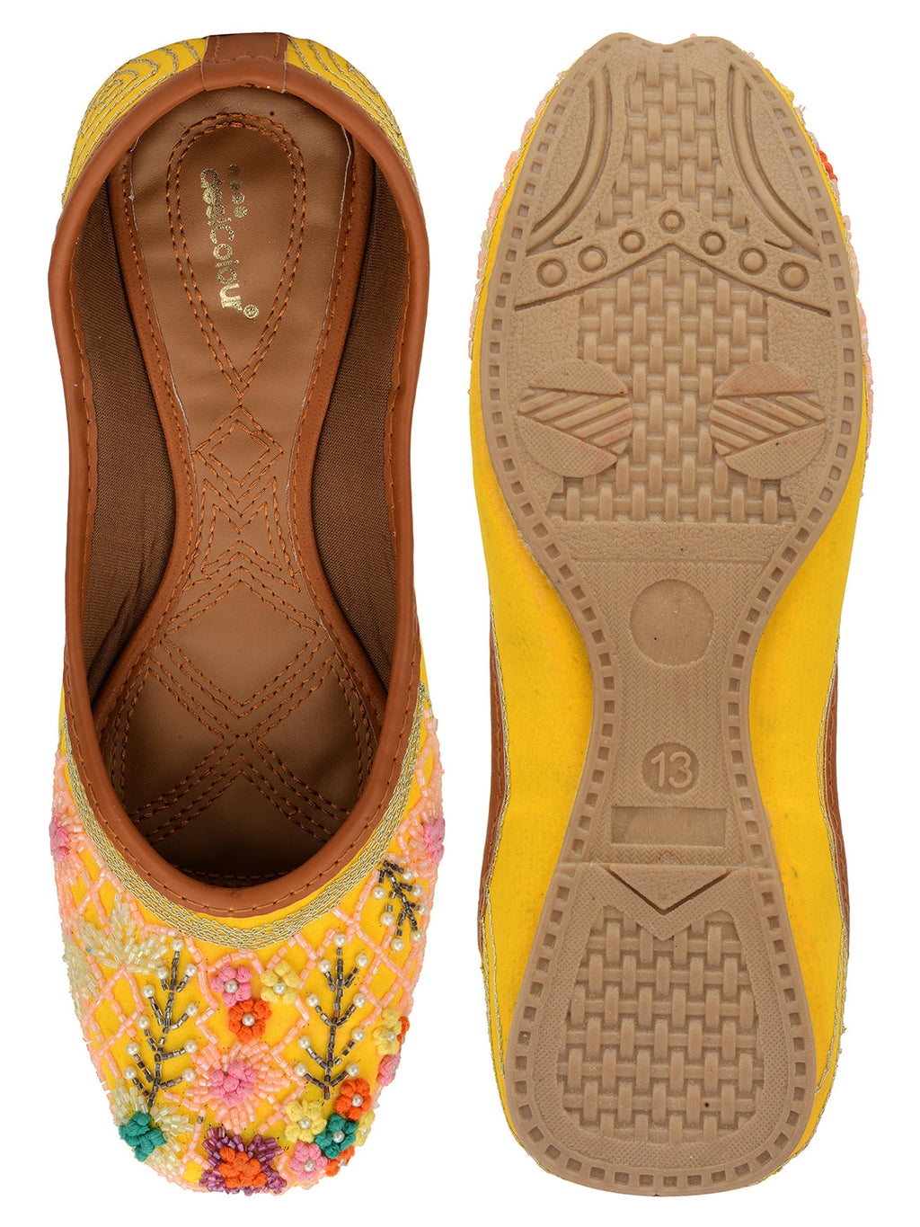 Desi Colour Women Indian Ethnic Footwear-Yellow Emb | Grocsy