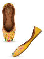 Desi Colour Women Indian Ethnic Footwear-Yellow Emb | Grocsy