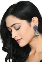 Mominos Fashion Joharkamal Kundan work Jhumka with Blue Beads