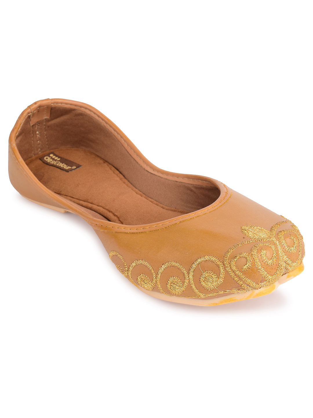 Desi Colour Women Indian Ethnic Footwear-Polish-Tan 1 | Grocsy