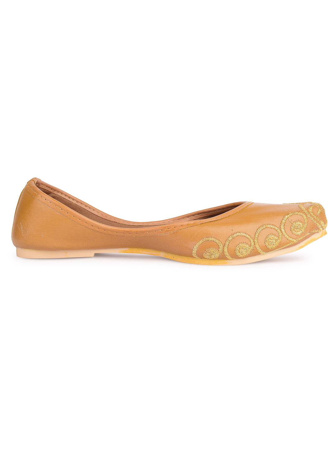 Desi Colour Women Indian Ethnic Footwear-Polish-Tan 1 | Grocsy
