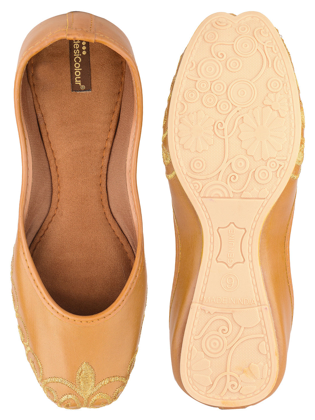 Desi Colour Women Indian Ethnic Footwear-Polish-Tan 1 | Grocsy