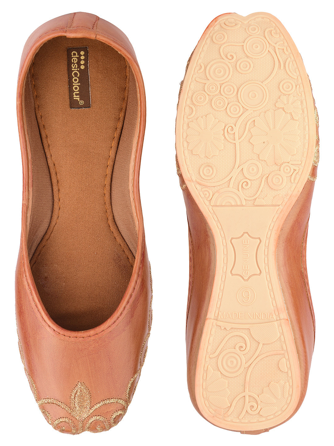 Desi Colour Women Indian Ethnic Footwear-Polish-Light Brown 1 | Grocsy
