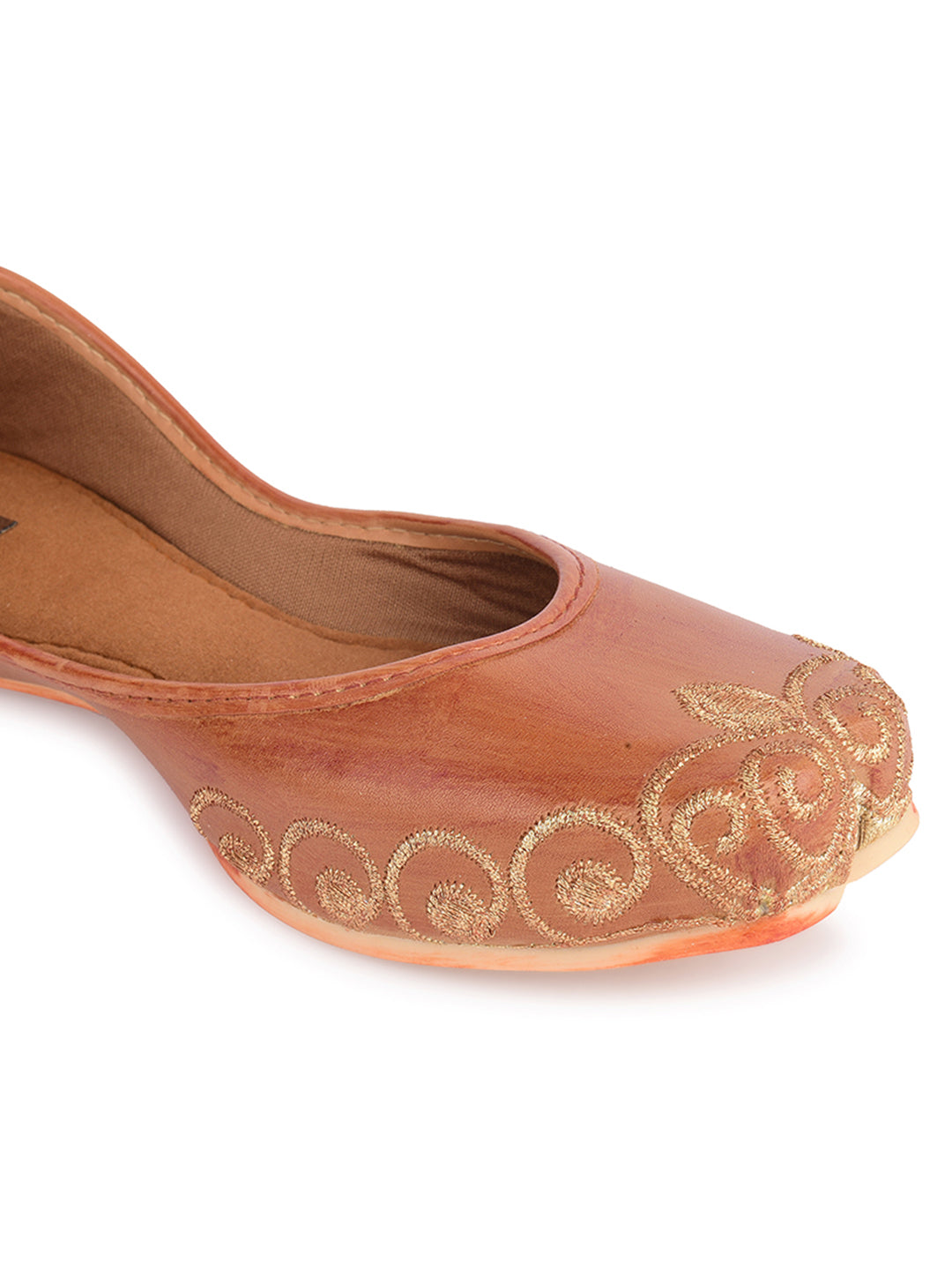Desi Colour Women Indian Ethnic Footwear-Polish-Light Brown 1 | Grocsy
