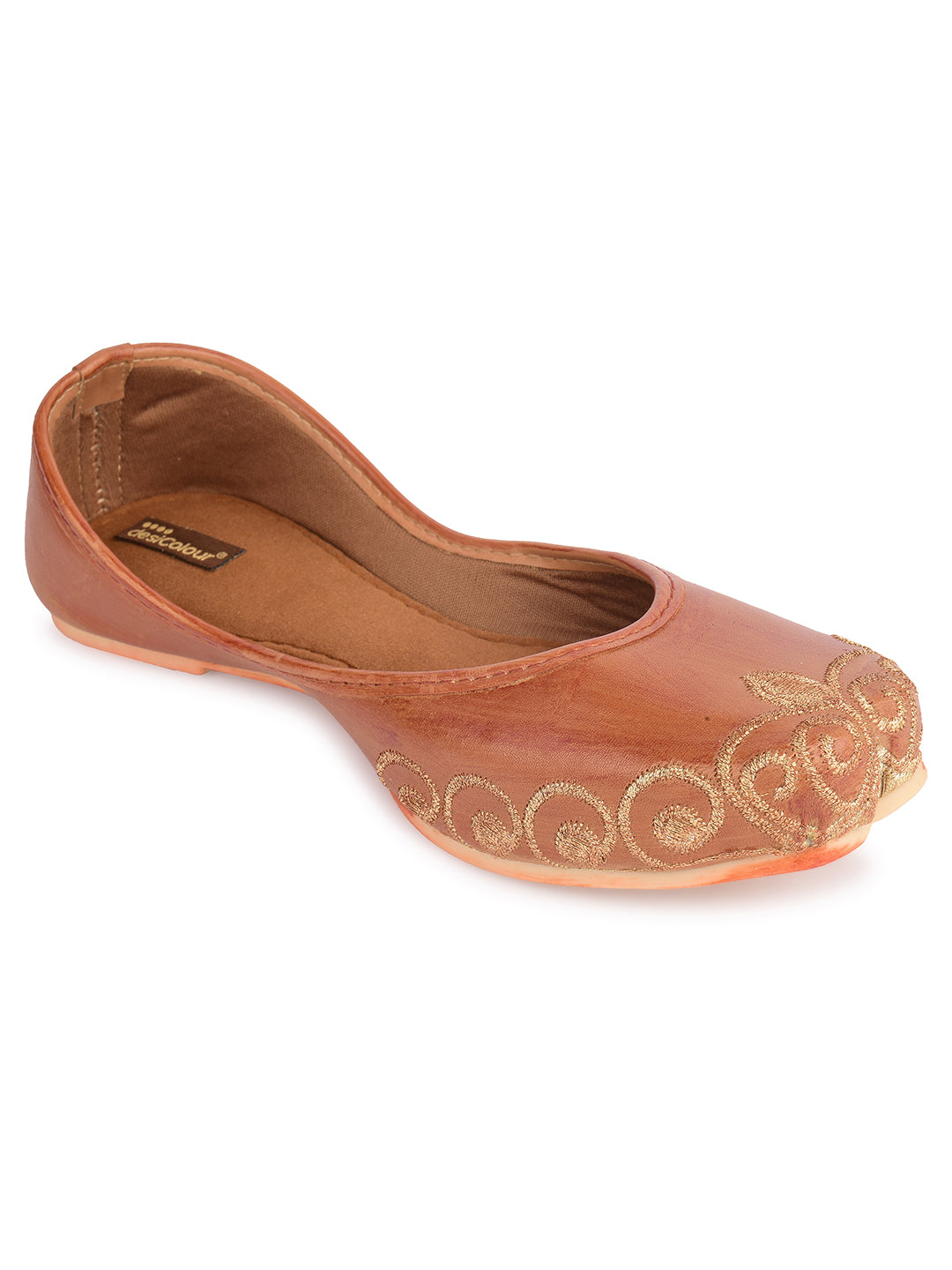 Desi Colour Women Indian Ethnic Footwear-Polish-Light Brown 1 | Grocsy