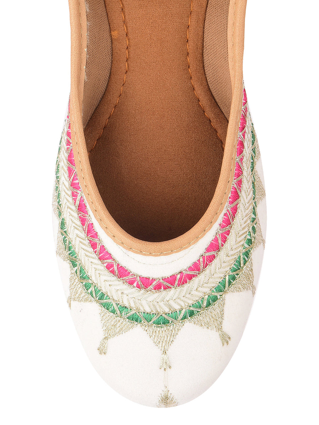 Desi Colour Women Indian Ethnic Footwear-White Zari Work | Grocsy