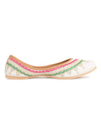 Desi Colour Women Indian Ethnic Footwear-White Zari Work | Grocsy