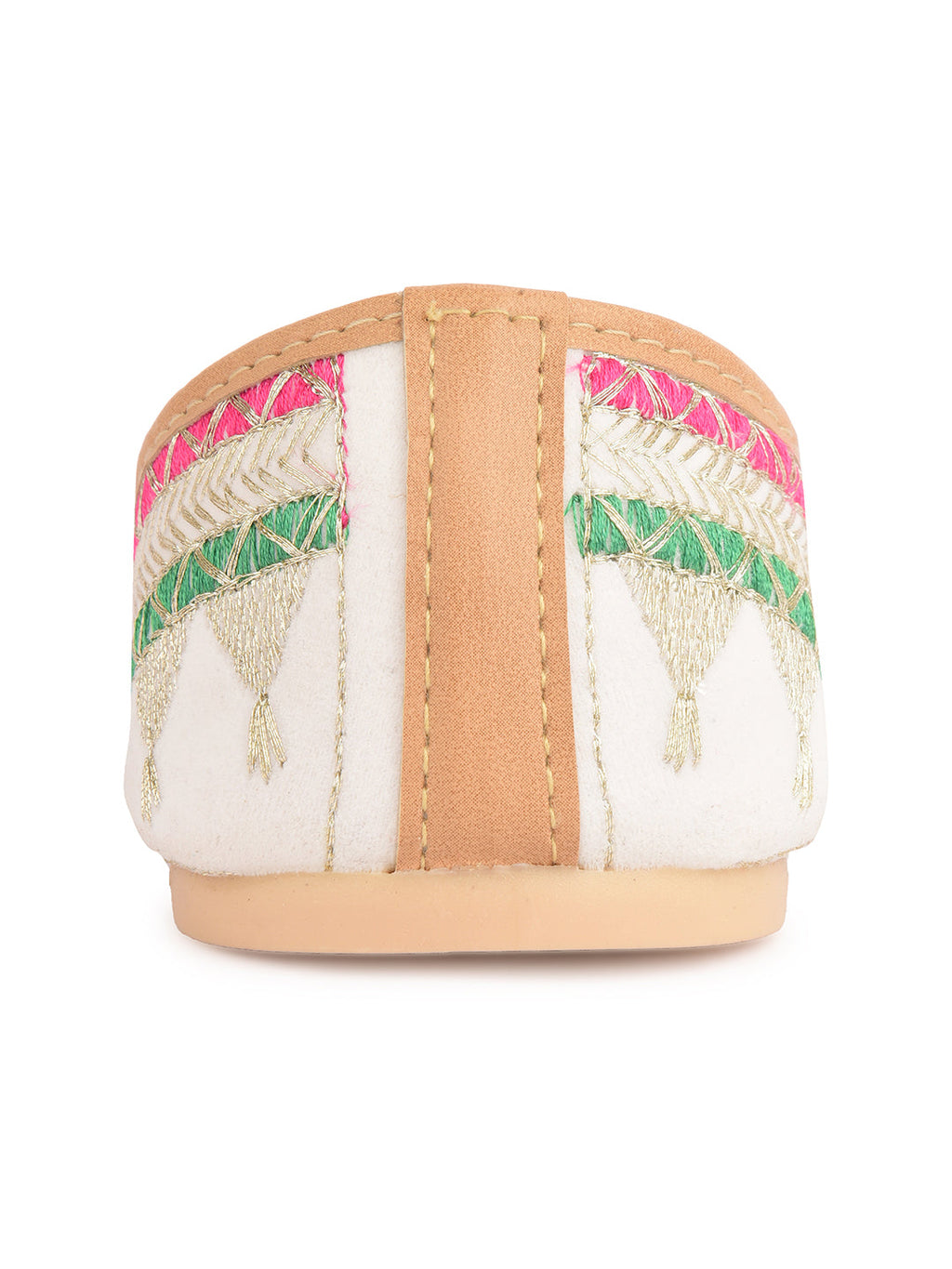 Desi Colour Women Indian Ethnic Footwear-White Zari Work | Grocsy