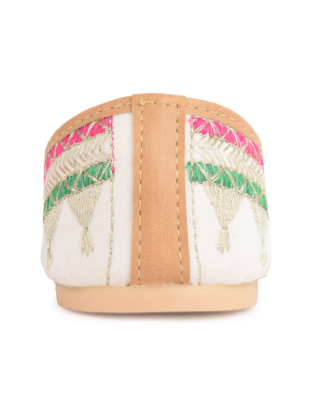Desi Colour Women Indian Ethnic Footwear-White Zari Work | Grocsy