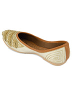 Desi Colour Women Indian Ethnic Footwear-Gold Lines Dabka | Grocsy