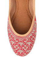 Desi Colour Women Indian Ethnic Footwear-Cushioned Red Zari Woek | Grocsy