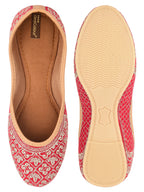 Desi Colour Women Indian Ethnic Footwear-Cushioned Red Zari Woek | Grocsy