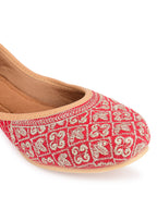Desi Colour Women Indian Ethnic Footwear-Cushioned Red Zari Woek | Grocsy