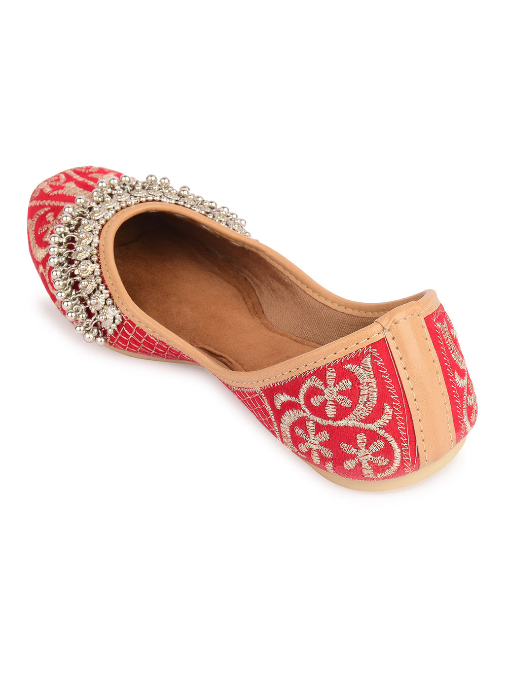 Desi Colour Women Indian Ethnic Footwear-Red Gungroo | Grocsy
