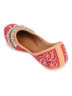 Desi Colour Women Indian Ethnic Footwear-Red Gungroo | Grocsy