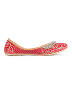 Desi Colour Women Indian Ethnic Footwear-Red Gungroo | Grocsy