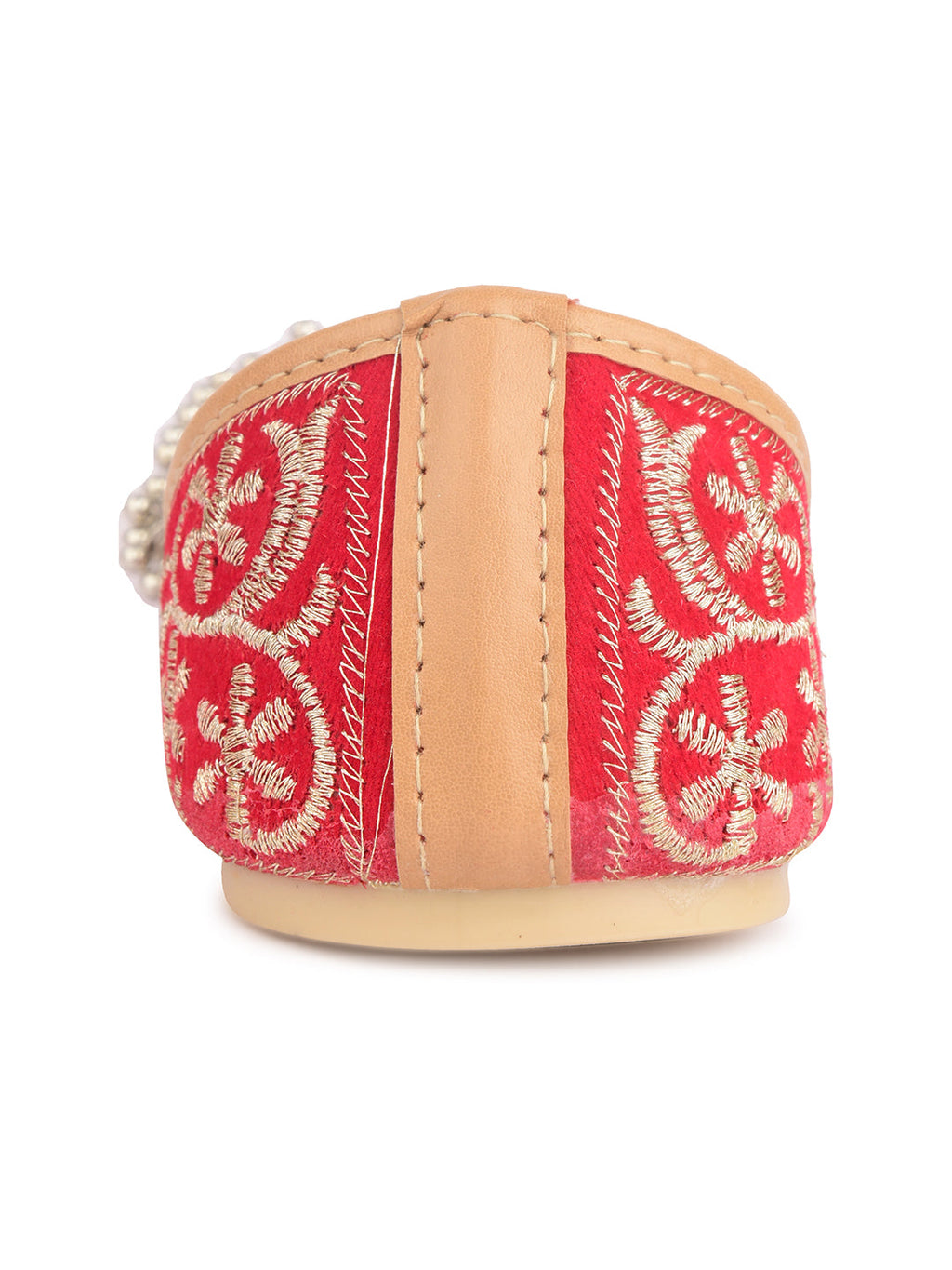 Desi Colour Women Indian Ethnic Footwear-Red Gungroo | Grocsy