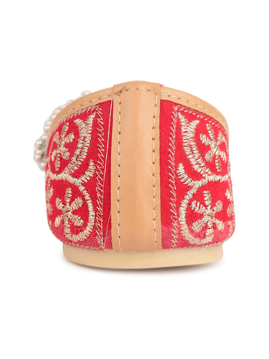 Desi Colour Women Indian Ethnic Footwear-Red Gungroo | Grocsy