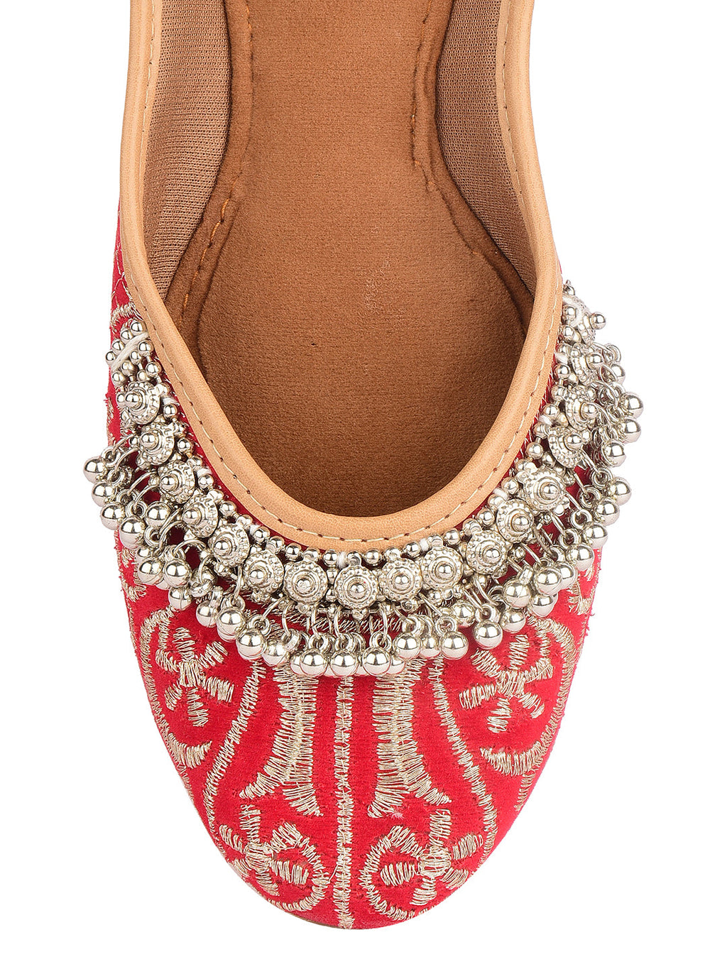 Desi Colour Women Indian Ethnic Footwear-Red Gungroo | Grocsy
